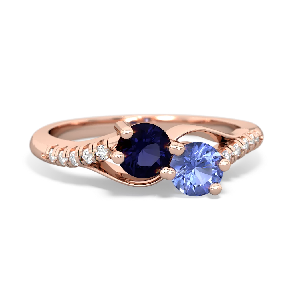 Sapphire Infinity Pave Two Stone 14K Rose Gold ring R5285