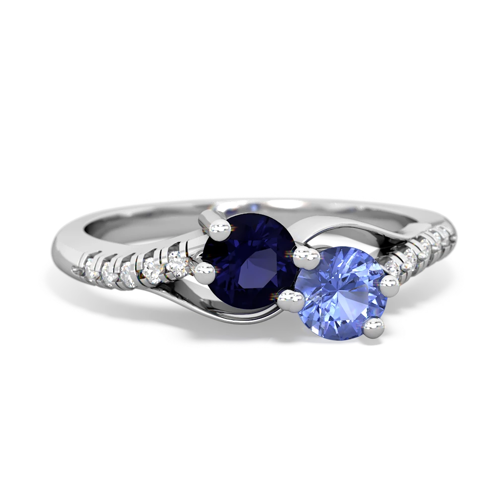 Sapphire Infinity Pave Two Stone 14K White Gold ring R5285