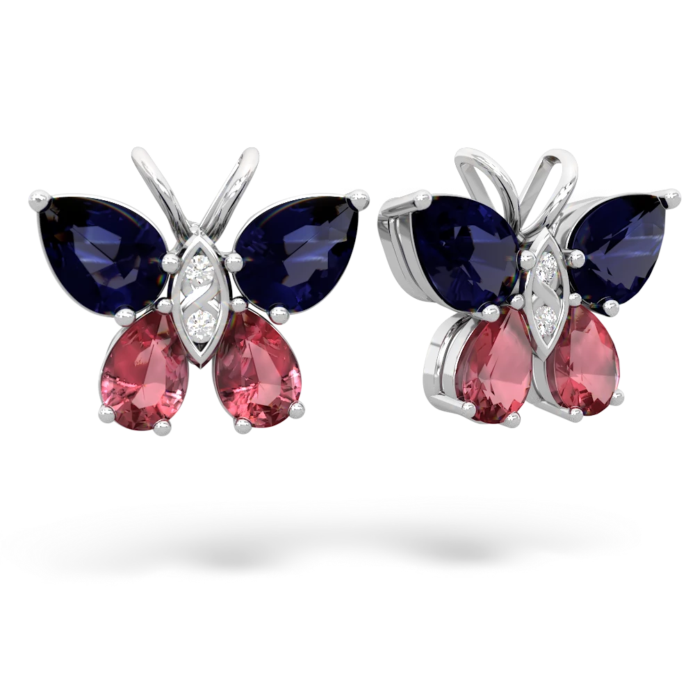 Sapphire Butterfly 14K White Gold earrings E2215