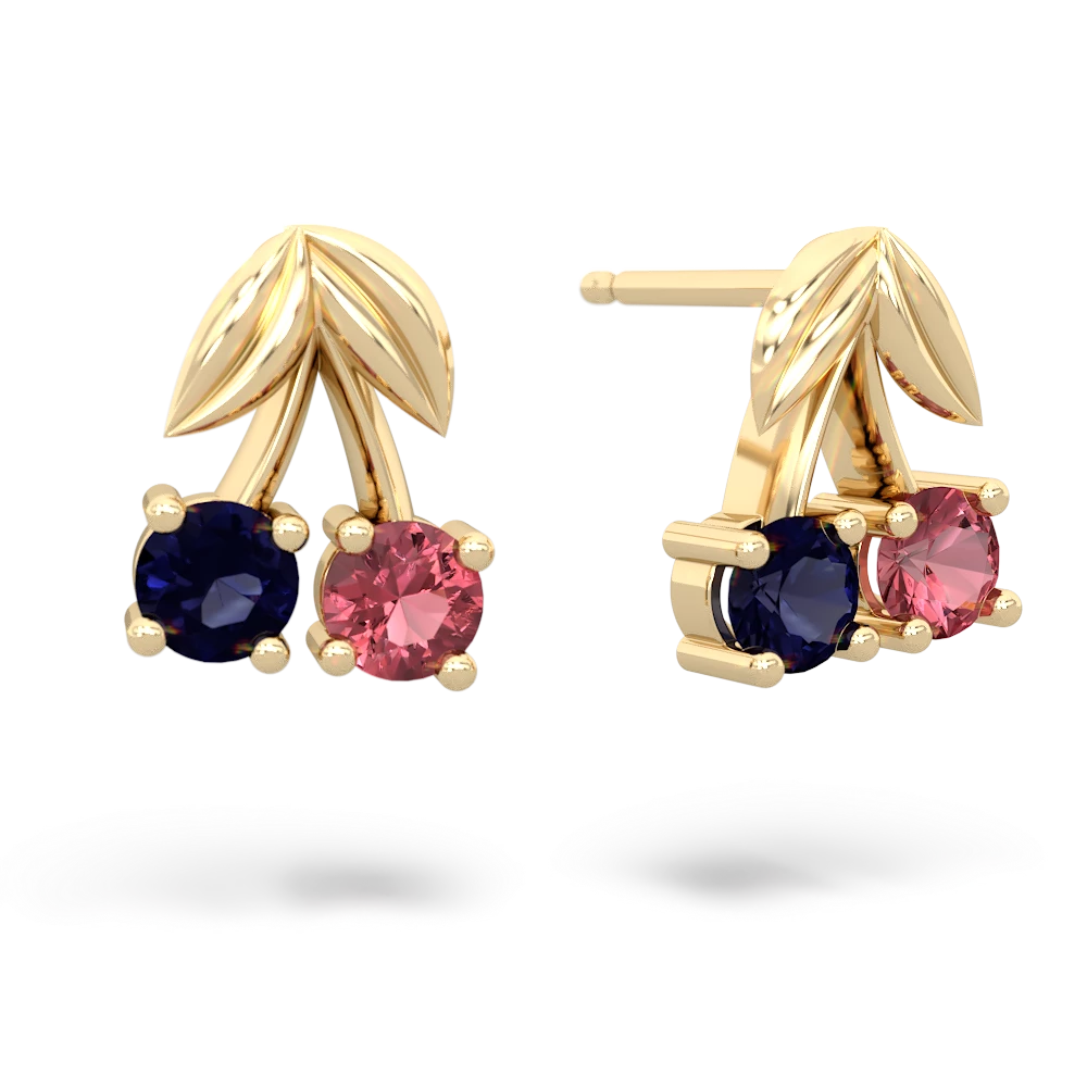 Sapphire Sweet Cherries 14K Yellow Gold earrings E7001