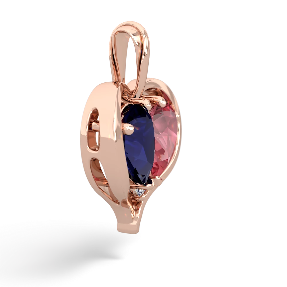 Sapphire Two Become One 14K Rose Gold pendant P5330