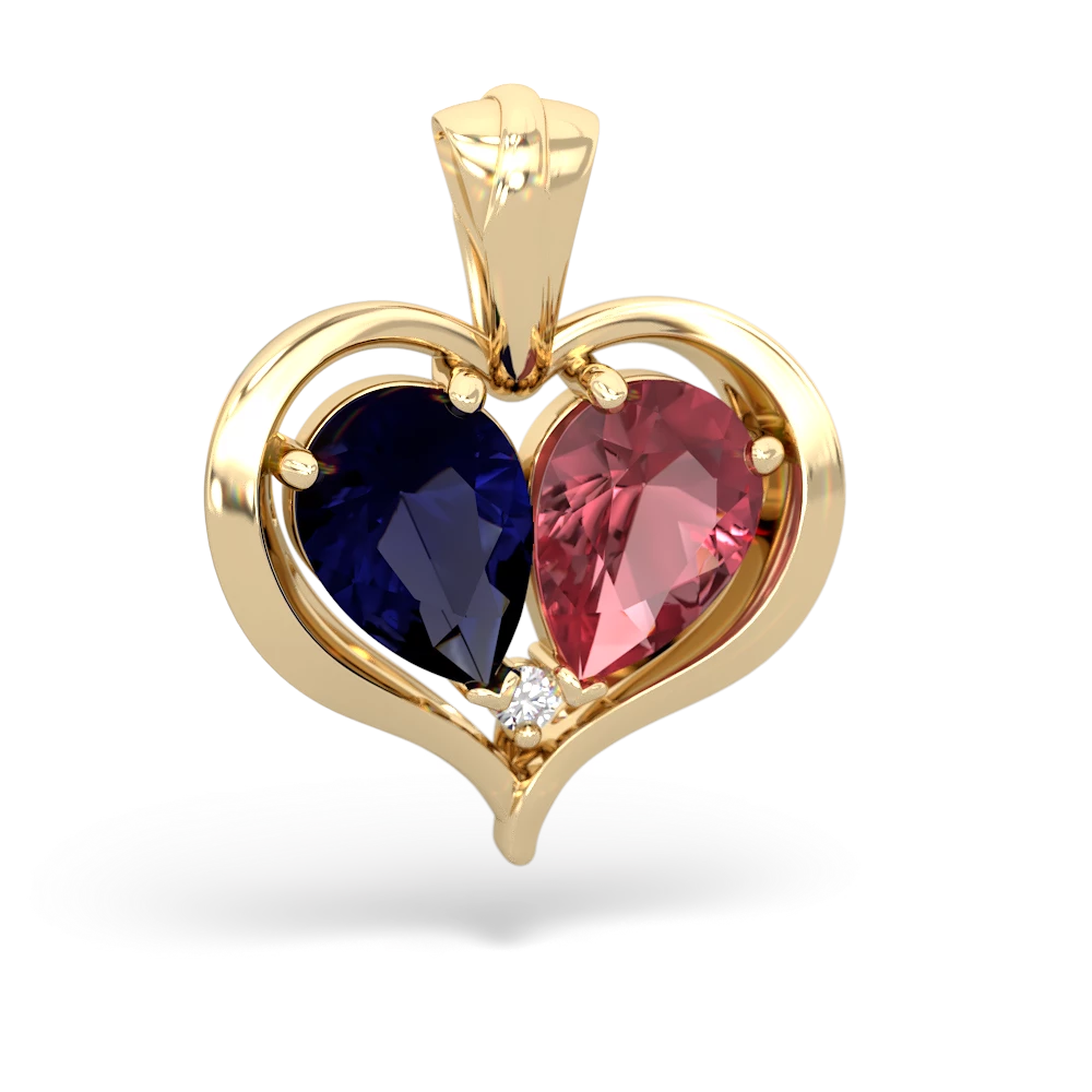 Sapphire Two Become One 14K Yellow Gold pendant P5330