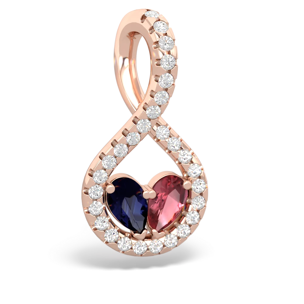 Sapphire Pave Twist 'One Heart' 14K Rose Gold pendant P5360