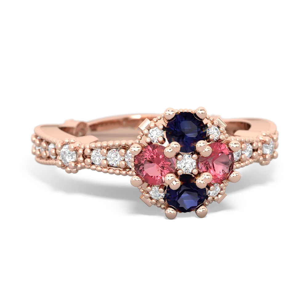 Sapphire Sparkling Tiara Cluster 14K Rose Gold ring R26293RD