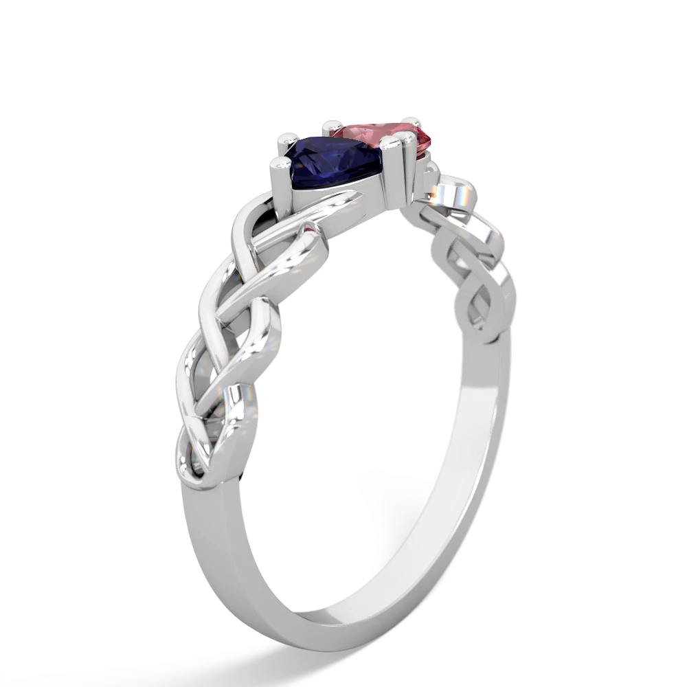 Sapphire Heart To Heart Braid 14K White Gold ring R5870