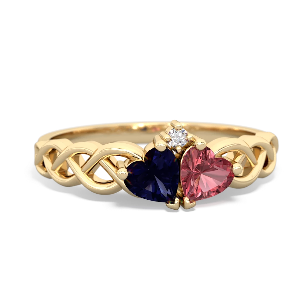 Sapphire Heart To Heart Braid 14K Yellow Gold ring R5870