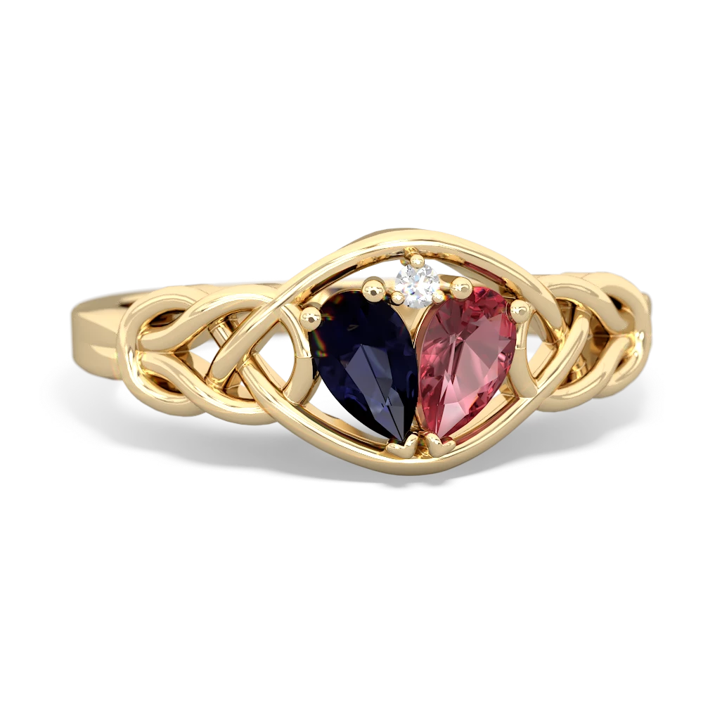 Sapphire Celtic Love Knot 14K Yellow Gold ring R5420