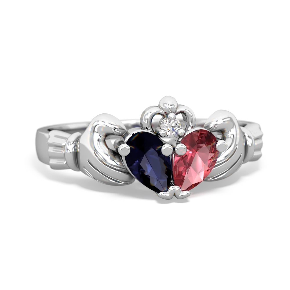 Sapphire 'Our Heart' Claddagh 14K White Gold ring R2388