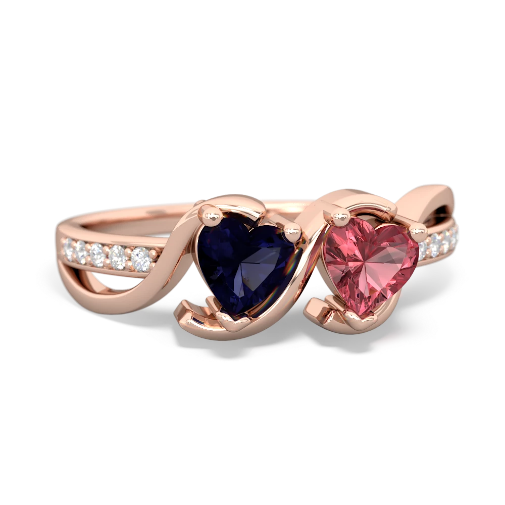 Sapphire Side By Side 14K Rose Gold ring R3090
