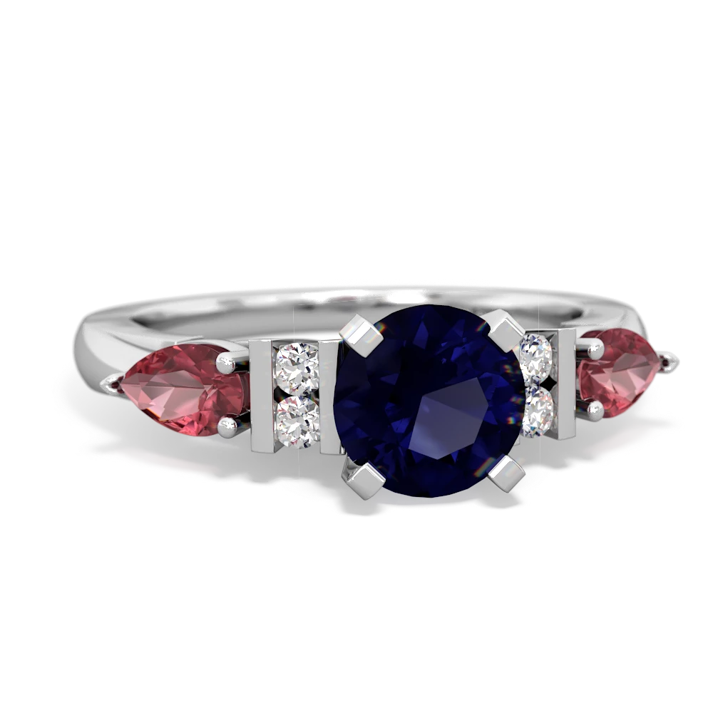 Sapphire 6Mm Round Eternal Embrace Engagement 14K White Gold ring R2005