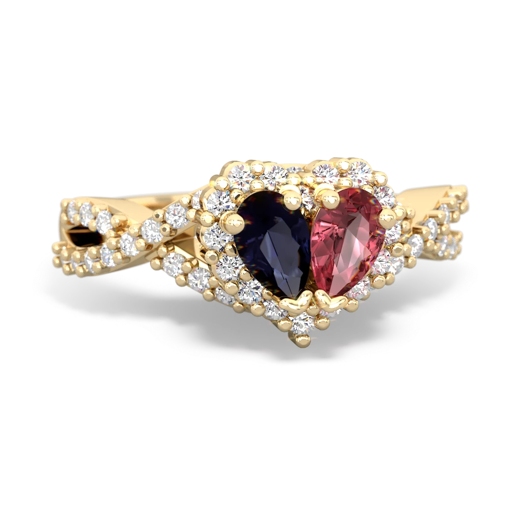 Sapphire Diamond Twist 'One Heart' 14K Yellow Gold ring R2640HRT