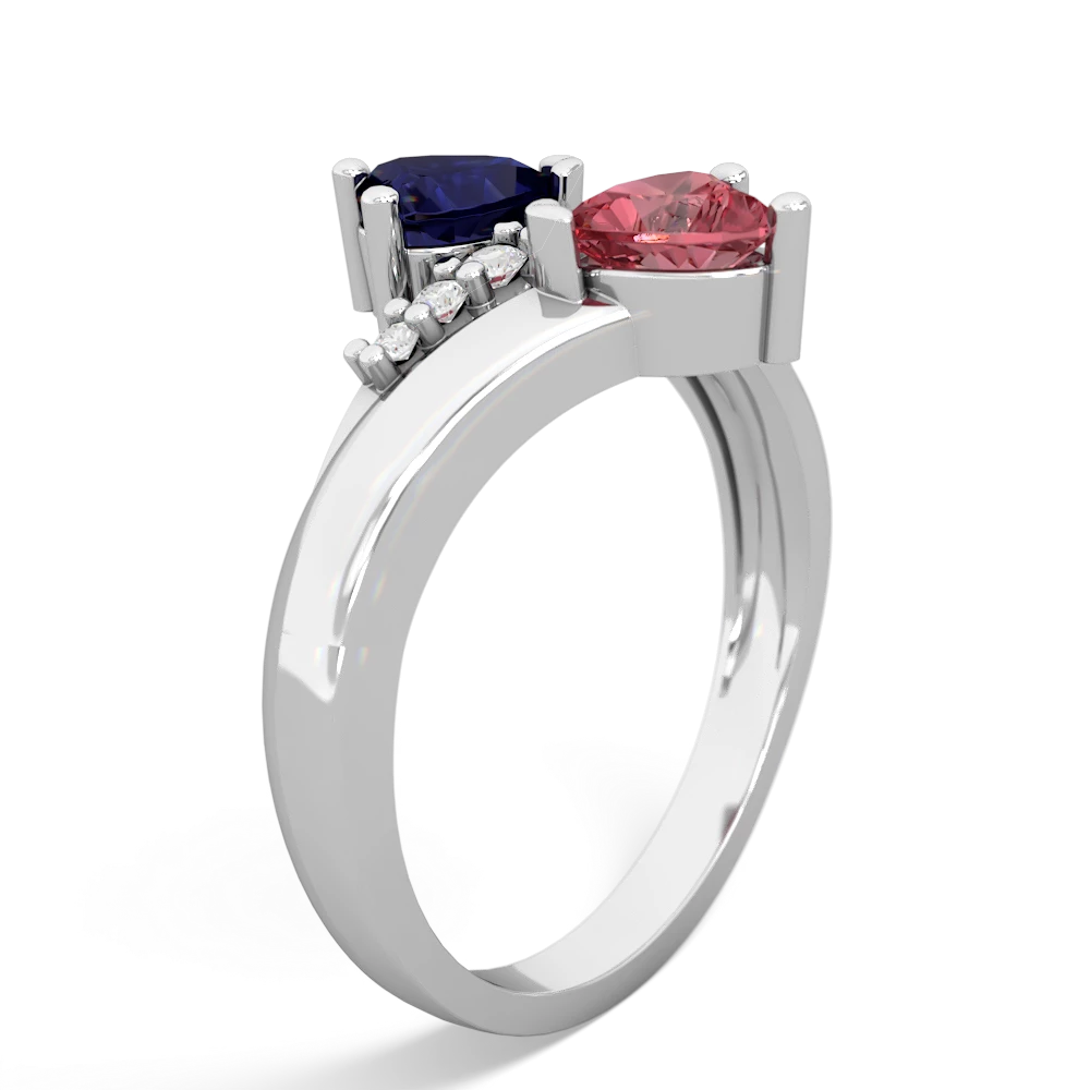 Sapphire Heart To Heart 14K White Gold ring R2064