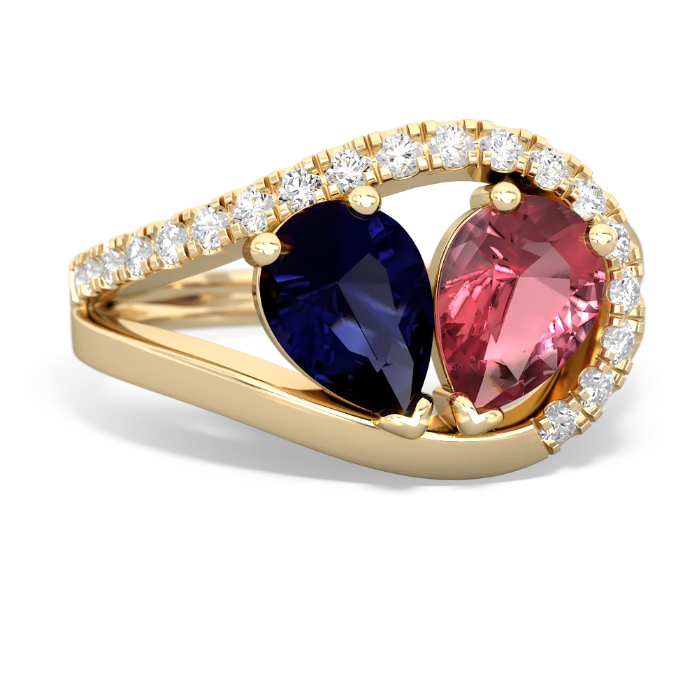 Sapphire Nestled Heart Keepsake 14K Yellow Gold ring R5650