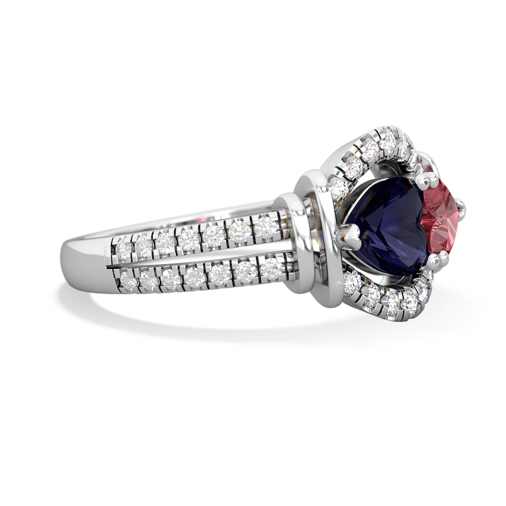 Sapphire Art-Deco Keepsake 14K White Gold ring R5630