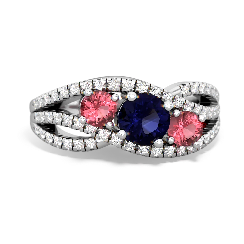 Sapphire Three Stone Aurora 14K White Gold ring R3080