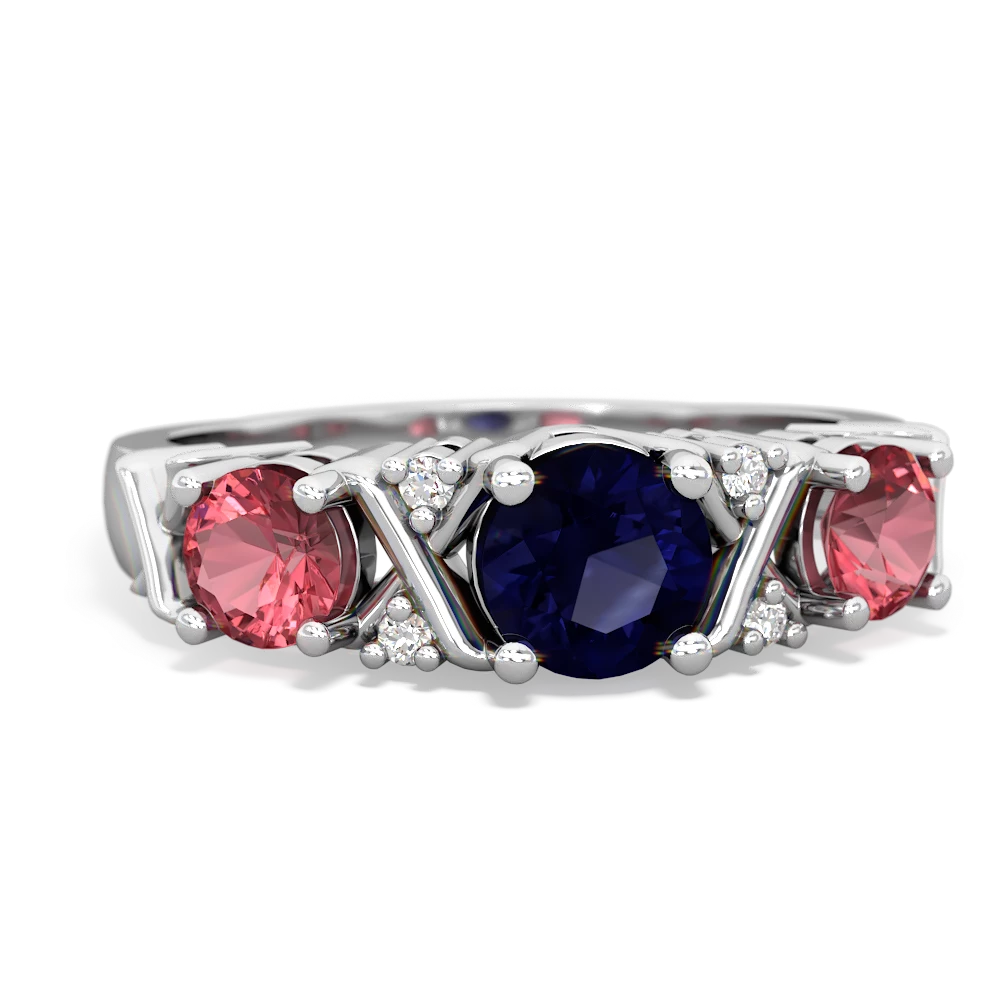 Sapphire Hugs And Kisses 14K White Gold ring R5016