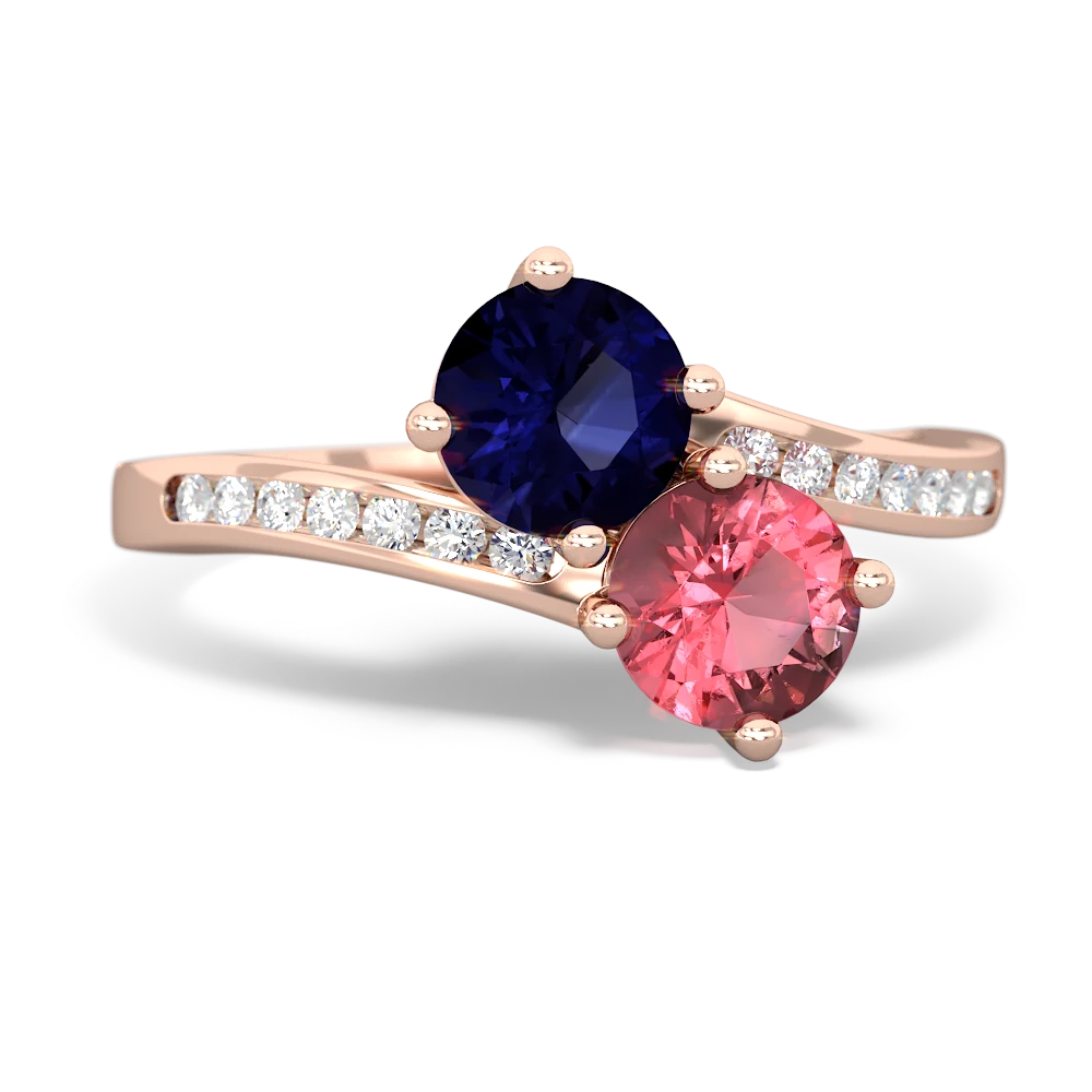 Sapphire Channel Set Two Stone 14K Rose Gold ring R5303