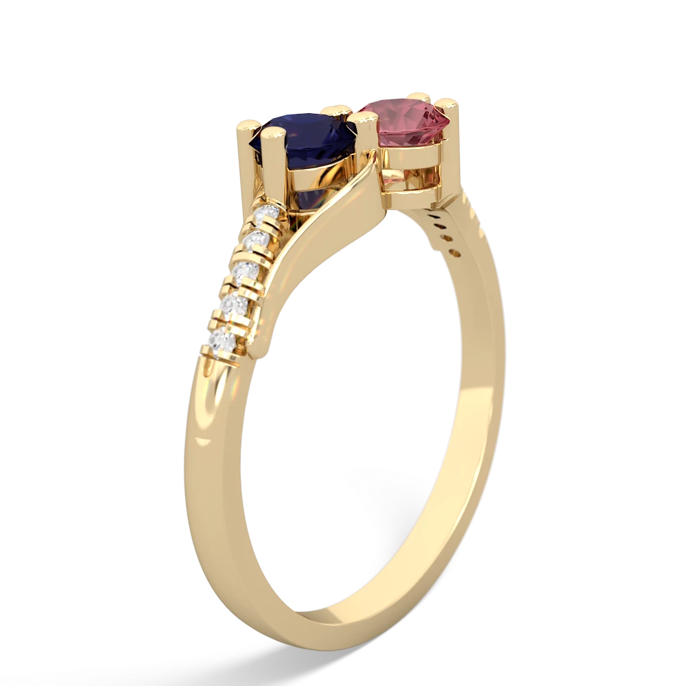 Sapphire Infinity Pave Two Stone 14K Yellow Gold ring R5285