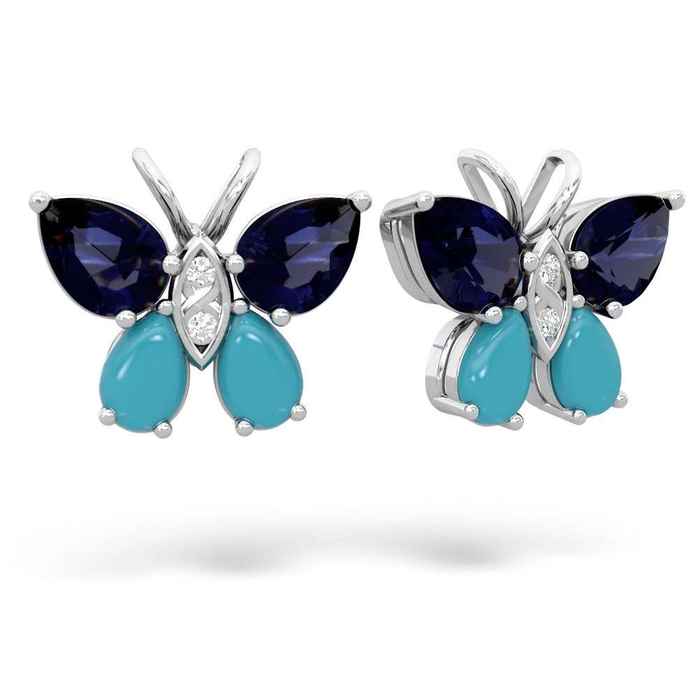 Sapphire Butterfly 14K White Gold earrings E2215