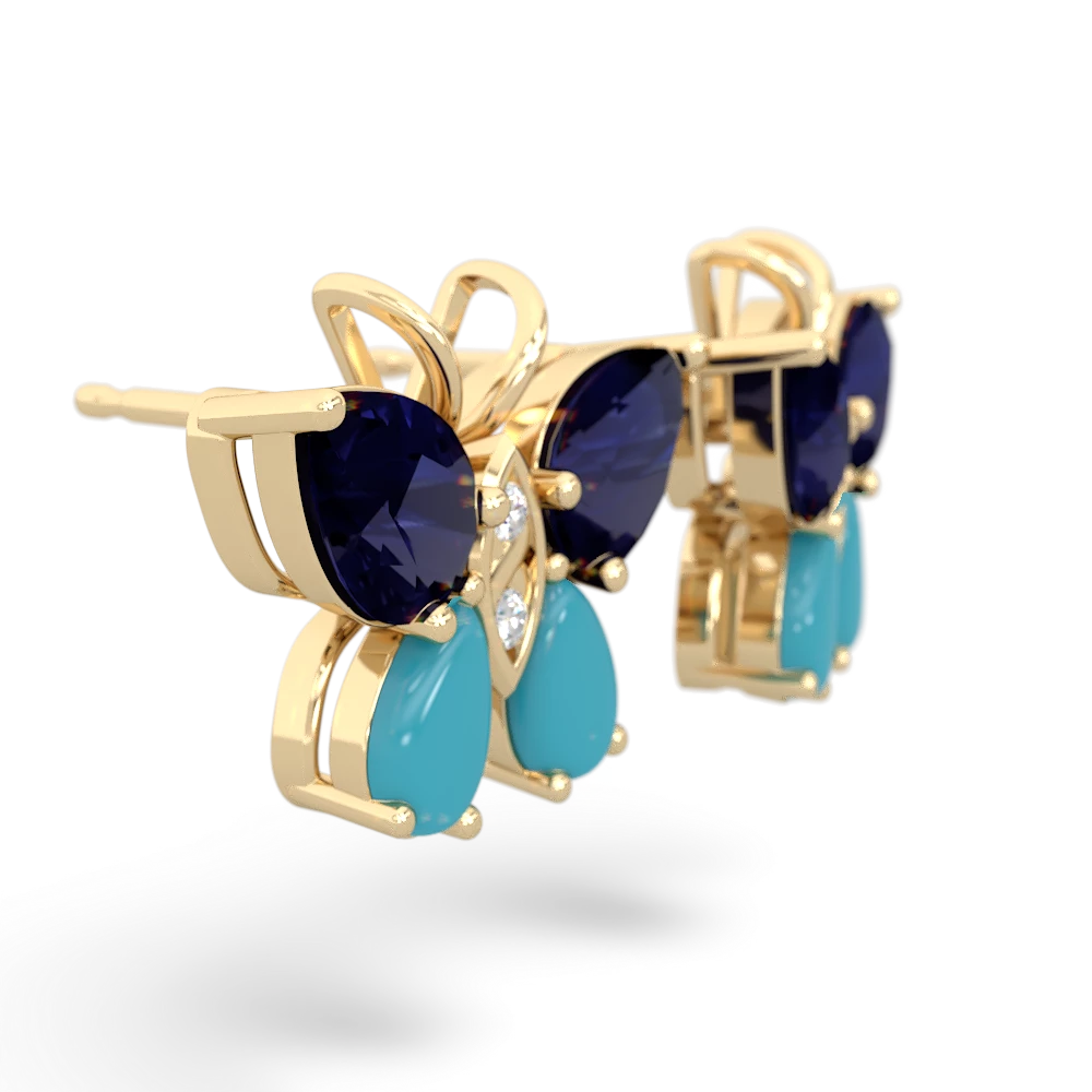 Sapphire Butterfly 14K Yellow Gold earrings E2215