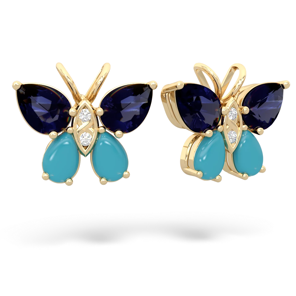 Sapphire Butterfly 14K Yellow Gold earrings E2215