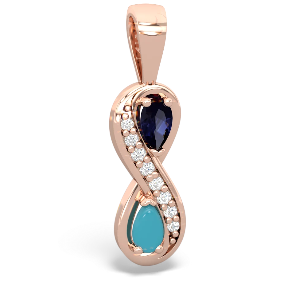 Sapphire Diamond Infinity 14K Rose Gold pendant P5390