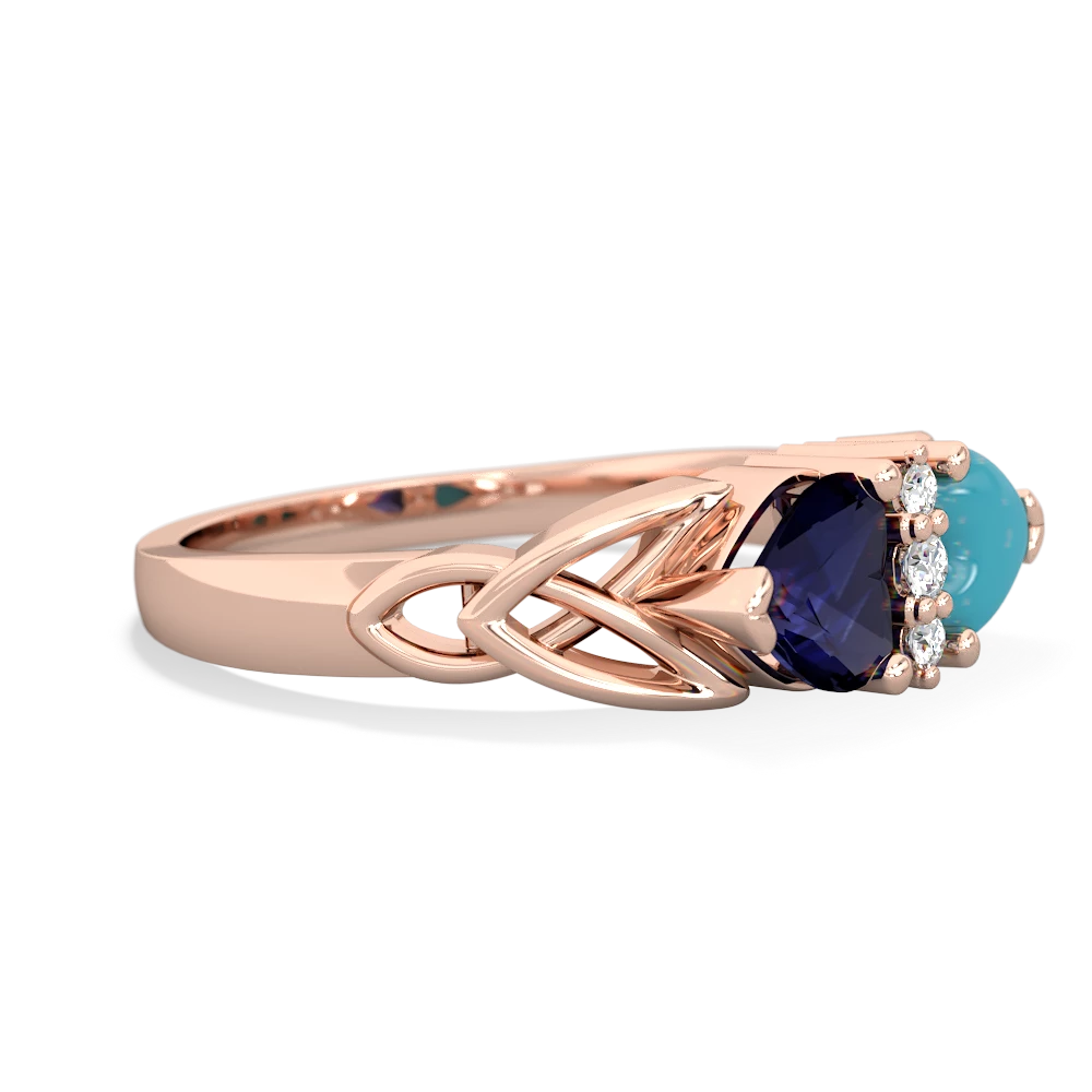 Sapphire Celtic Knot Double Heart 14K Rose Gold ring R5040