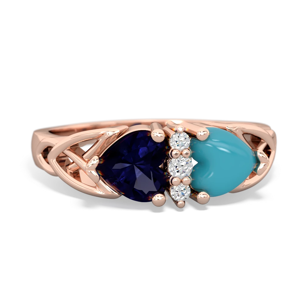 Sapphire Celtic Knot Double Heart 14K Rose Gold ring R5040