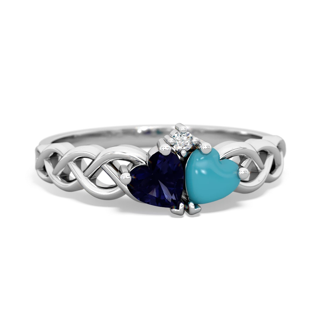 Sapphire Heart To Heart Braid 14K White Gold ring R5870