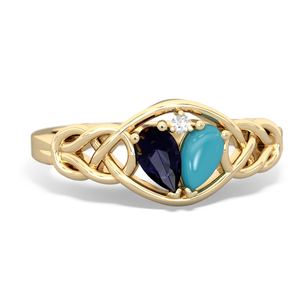 Sapphire Celtic Love Knot 14K Yellow Gold ring R5420