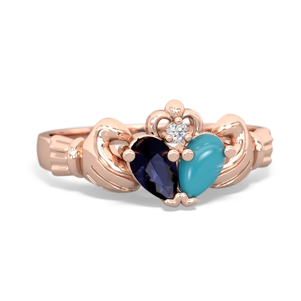 Sapphire 'Our Heart' Claddagh 14K Rose Gold ring R2388