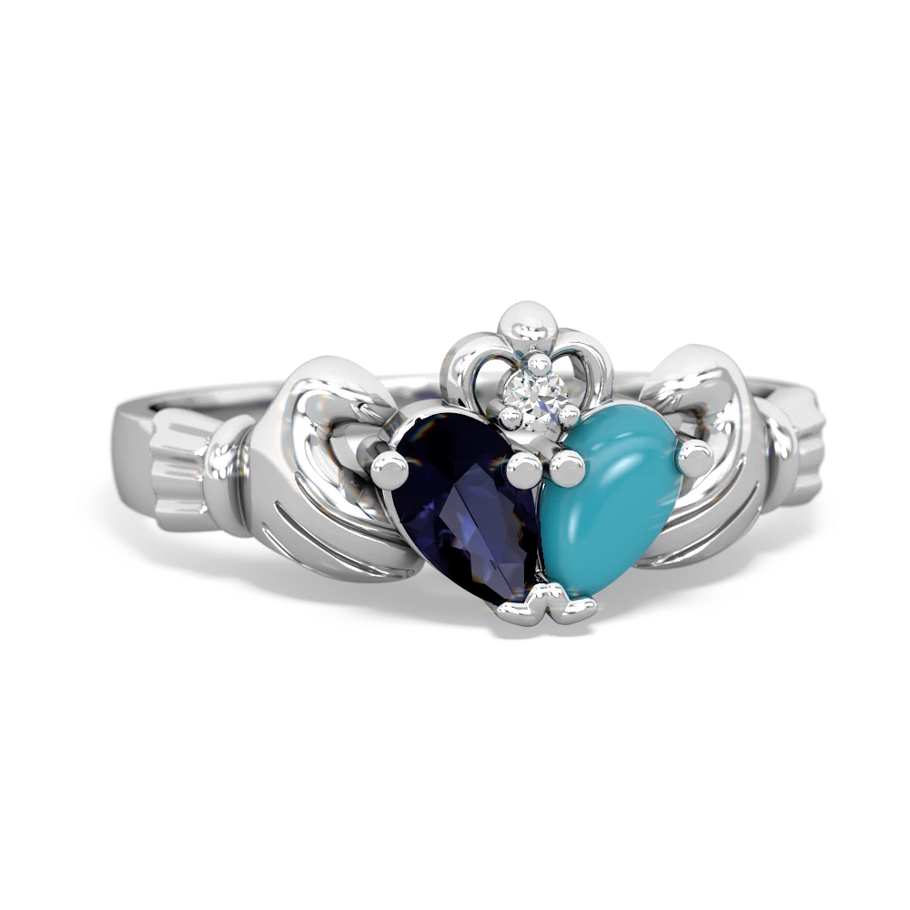 Sapphire 'Our Heart' Claddagh 14K White Gold ring R2388