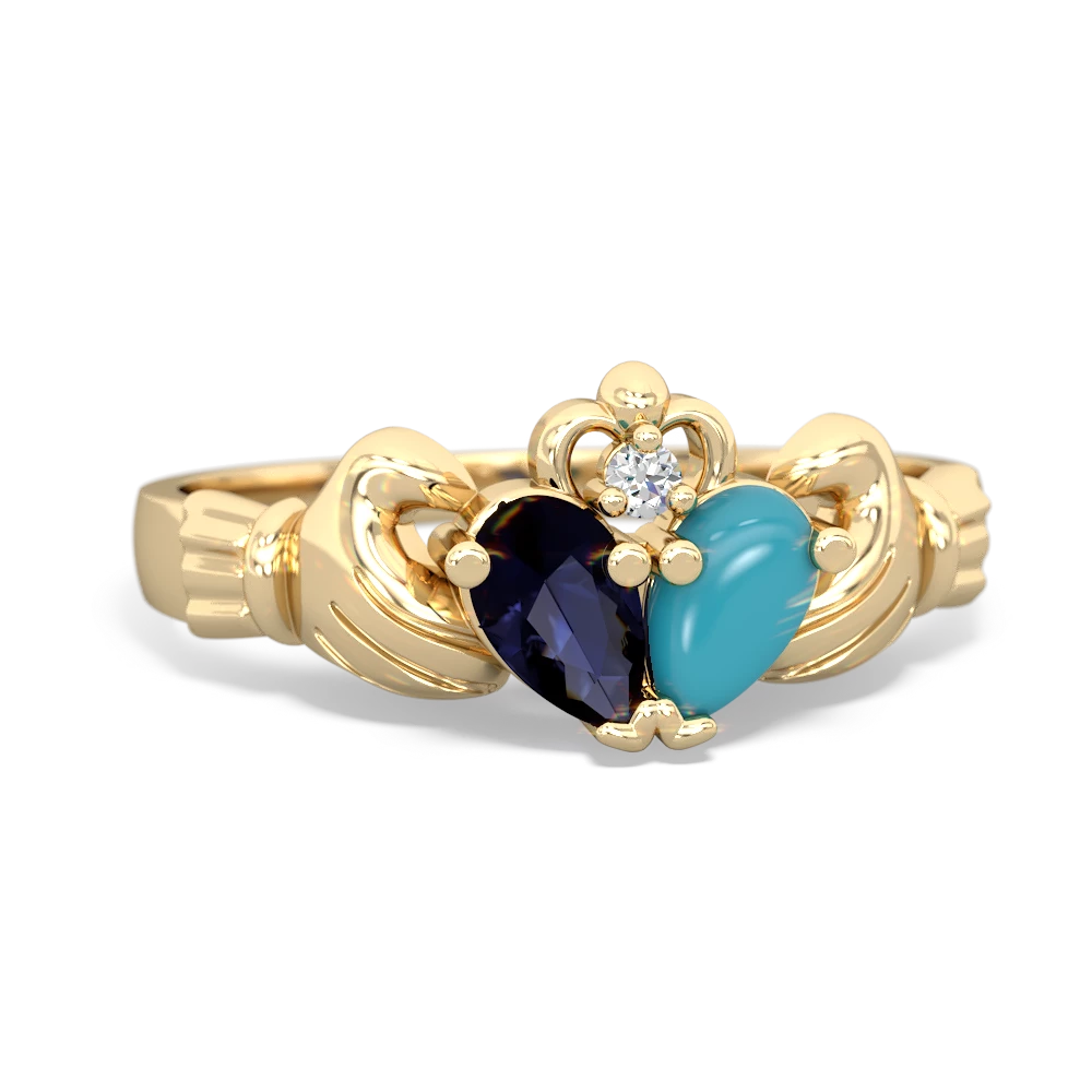 Sapphire 'Our Heart' Claddagh 14K Yellow Gold ring R2388