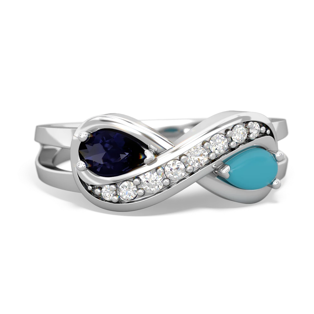 Sapphire Diamond Infinity 14K White Gold ring R5390