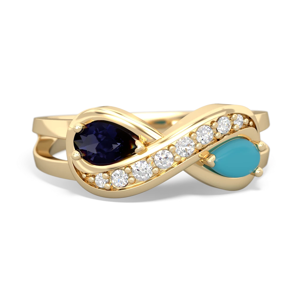 Sapphire Diamond Infinity 14K Yellow Gold ring R5390