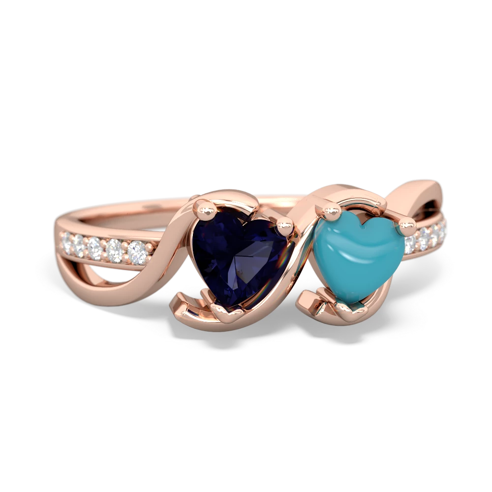 Sapphire Side By Side 14K Rose Gold ring R3090