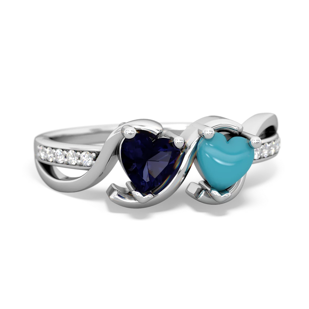 Sapphire Side By Side 14K White Gold ring R3090