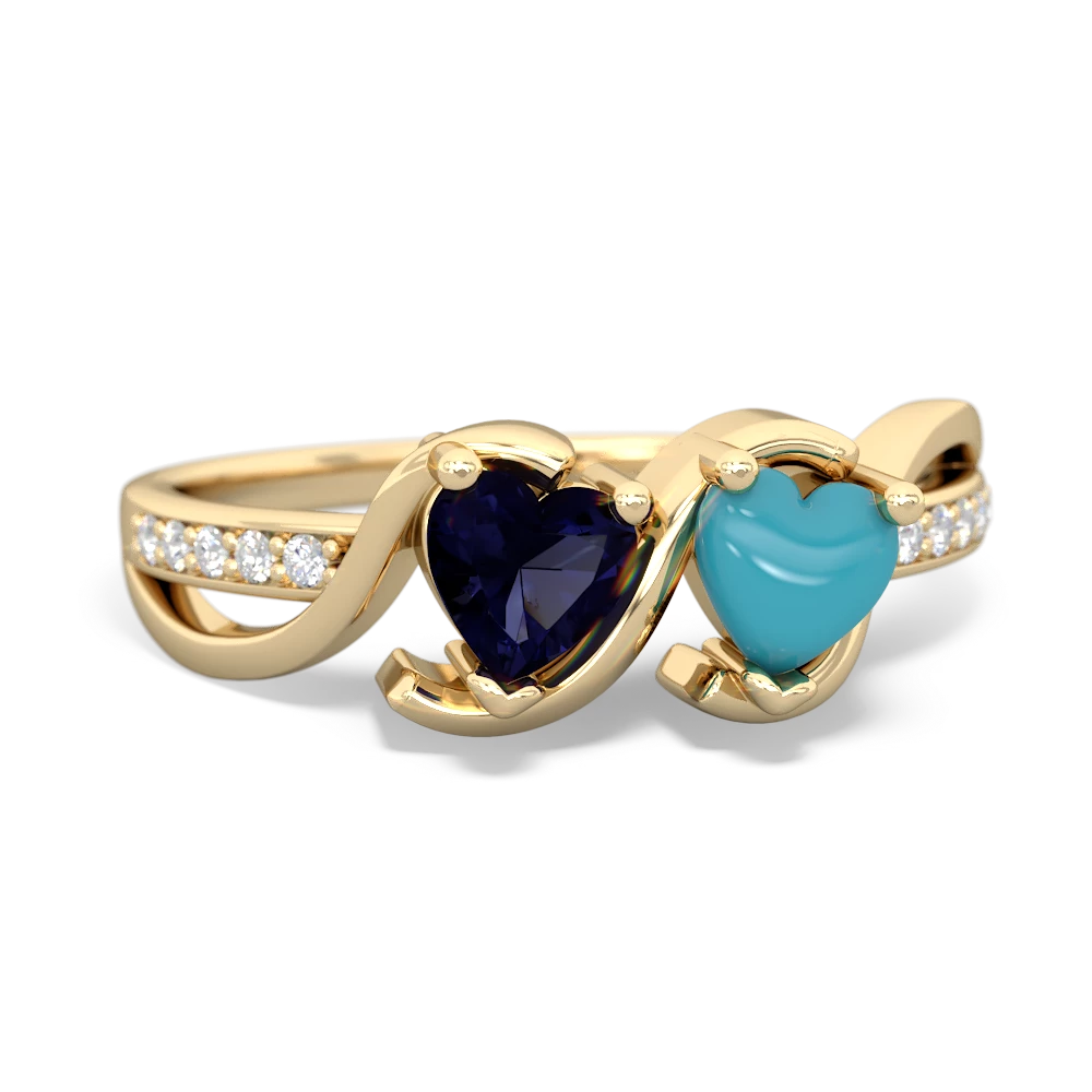 Sapphire Side By Side 14K Yellow Gold ring R3090