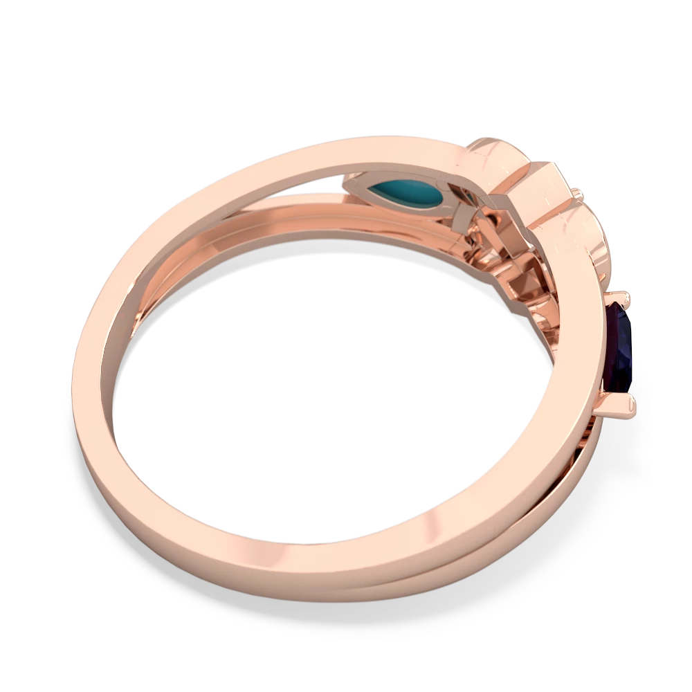 Sapphire Hearts Intertwined 14K Rose Gold ring R5880