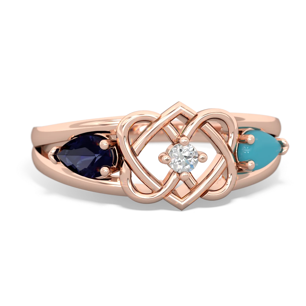 Sapphire Hearts Intertwined 14K Rose Gold ring R5880