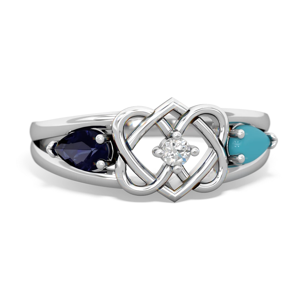 Sapphire Hearts Intertwined 14K White Gold ring R5880