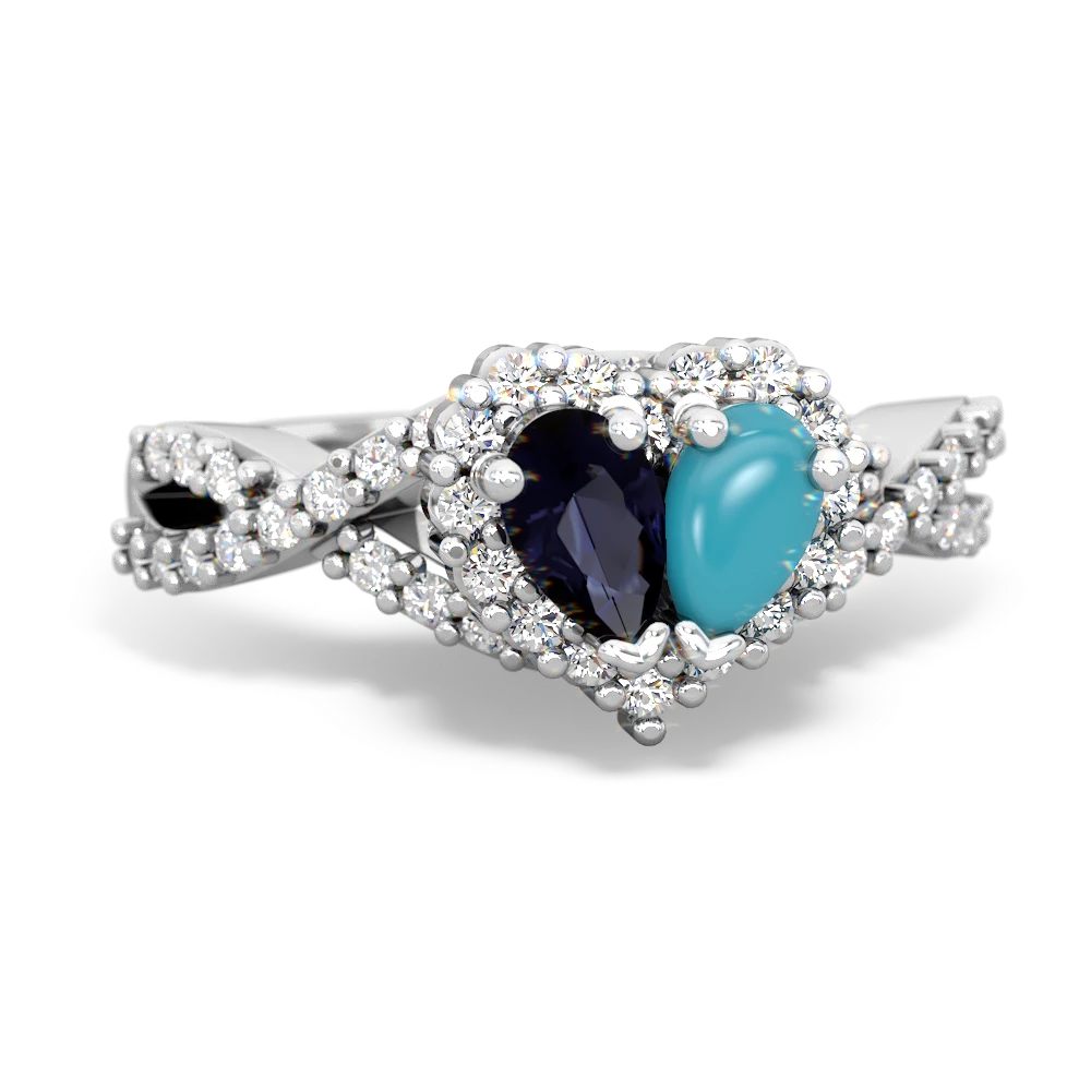 Platinum Turquoise and Pink Sapphire Ring