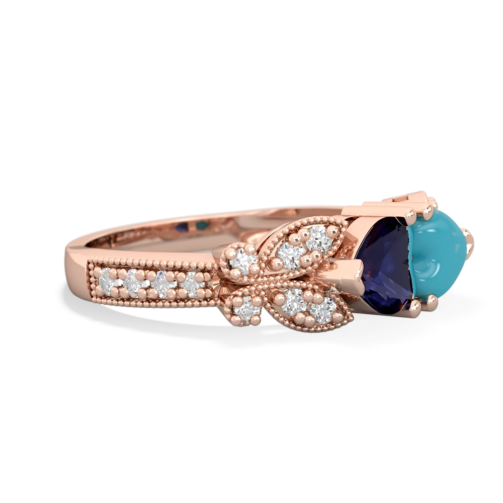 Sapphire Diamond Butterflies 14K Rose Gold ring R5601