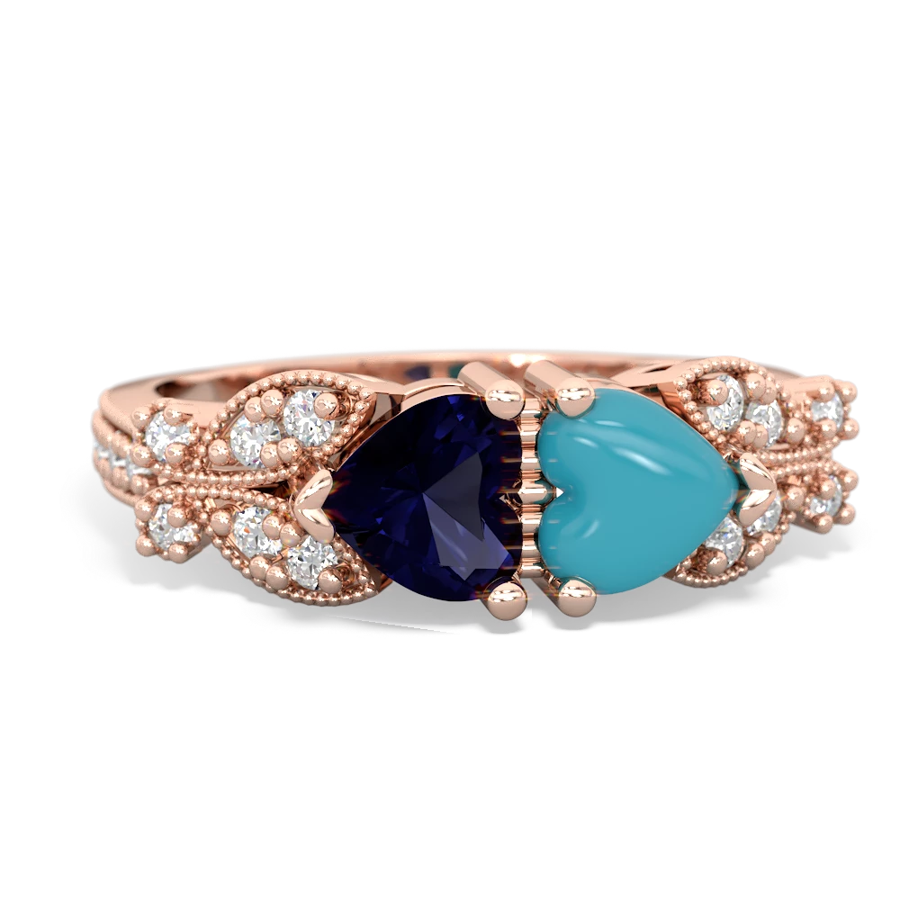 Sapphire Diamond Butterflies 14K Rose Gold ring R5601