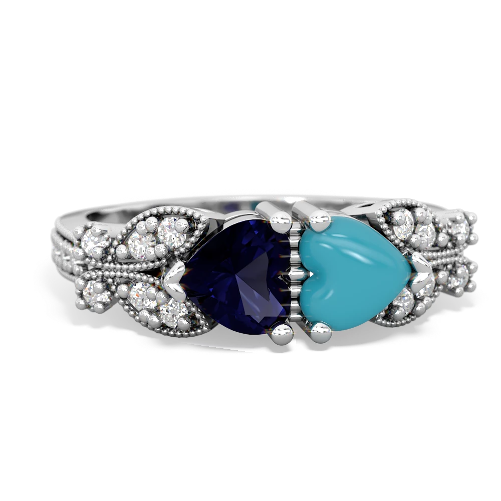 Sapphire Diamond Butterflies 14K White Gold ring R5601