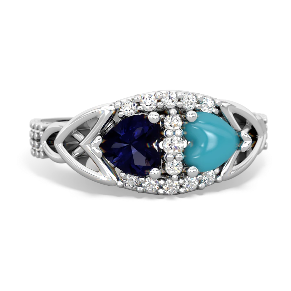 Sapphire Sparkling Celtic Knot 14K White Gold ring R2645