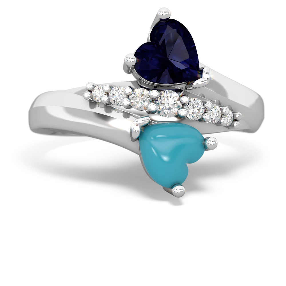 Sapphire Heart To Heart 14K White Gold ring R2064