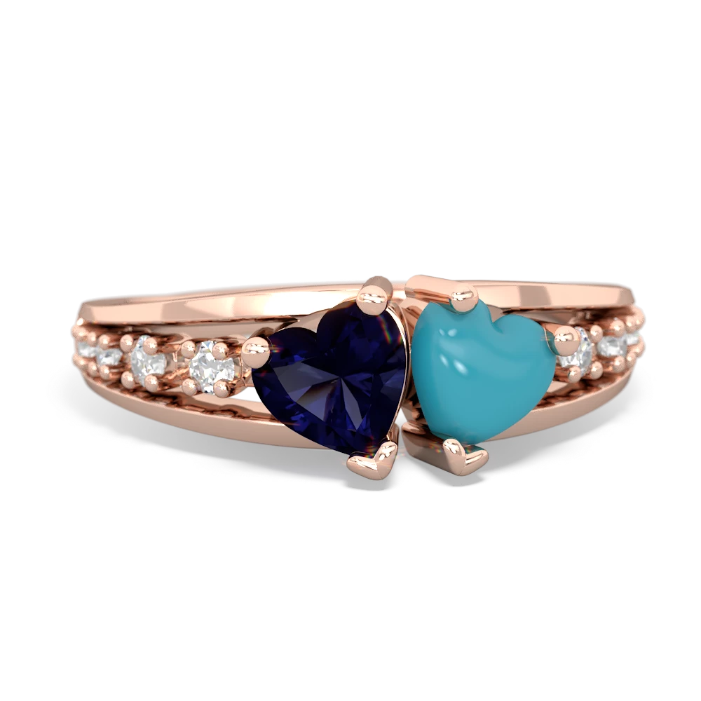 Sapphire Heart To Heart 14K Rose Gold ring R3342