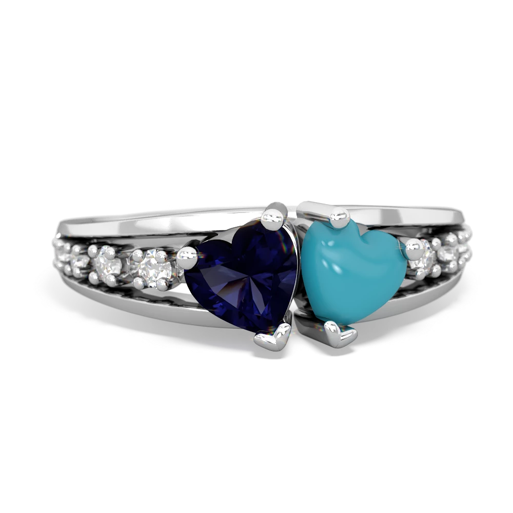 Sapphire Heart To Heart 14K White Gold ring R3342