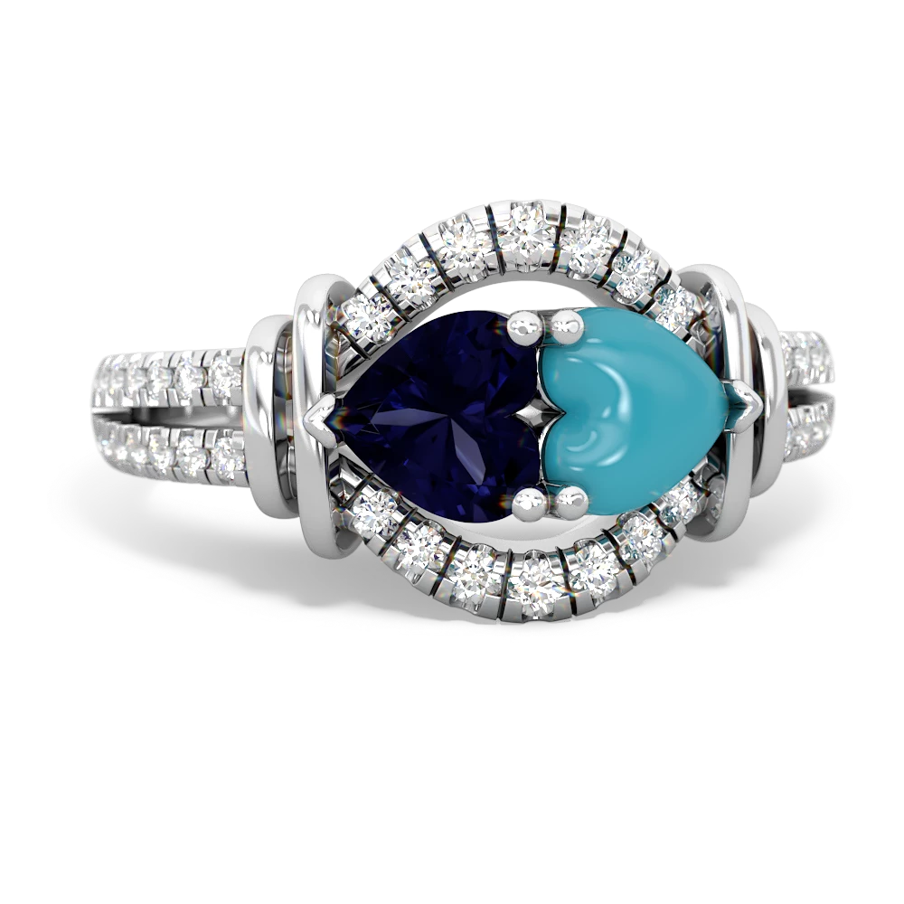 Sapphire Art-Deco Keepsake 14K White Gold ring R5630